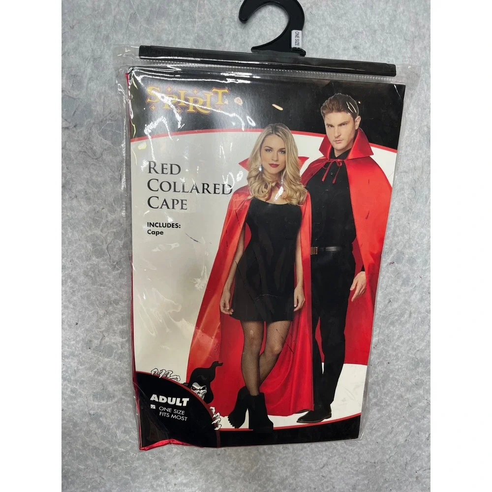 Spirit Halloween Red Collared Cape Adult One Size Vampire Costume Accessory New - Picture 1 of 2
